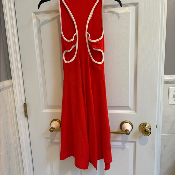 Anthropologie-Red Sleeveless Dress & with Peekaboo Back XXS - Picture 6 of 6